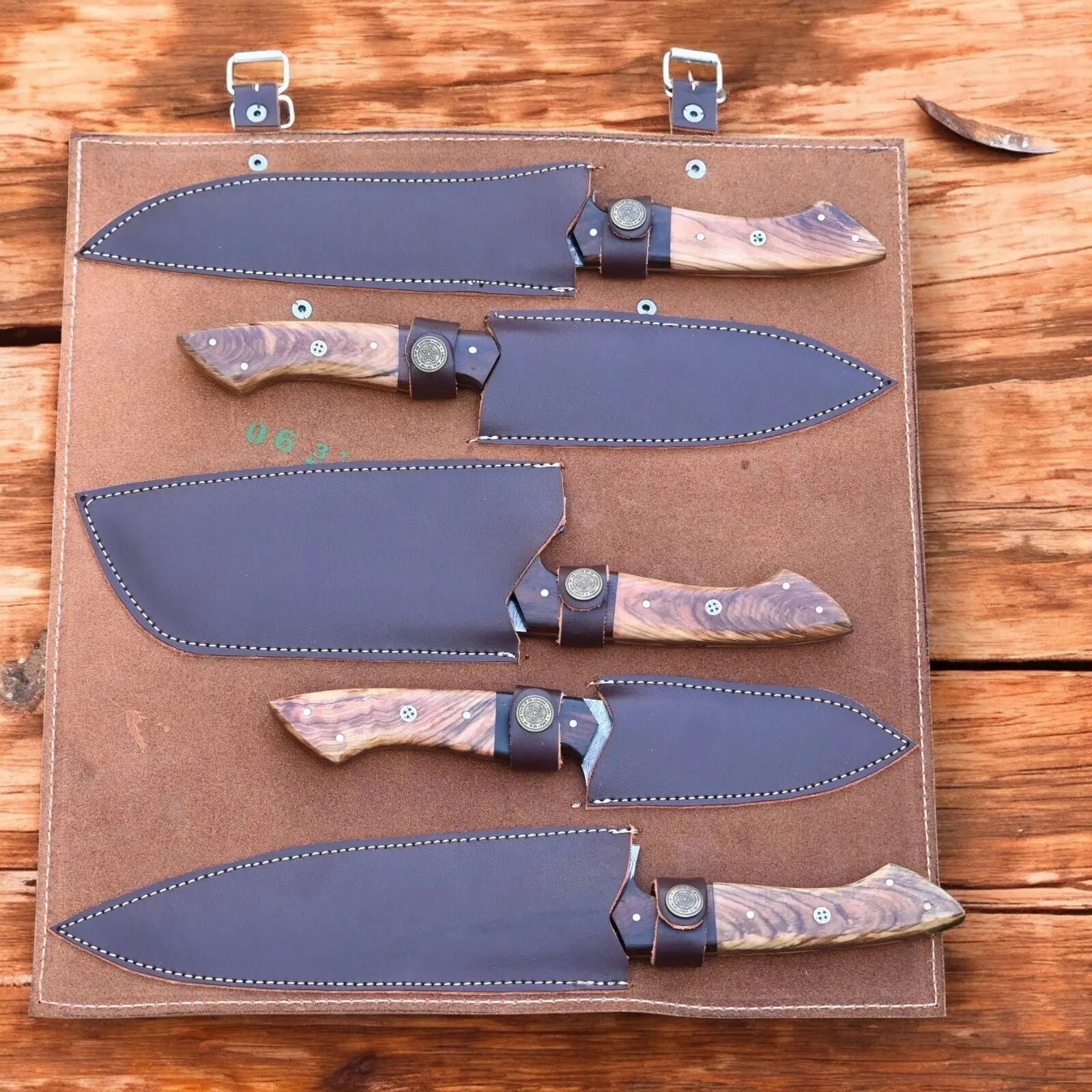Handmade Damascus Steel Kitchen Knives Set – Rosewood Handle Damascus Knife Store