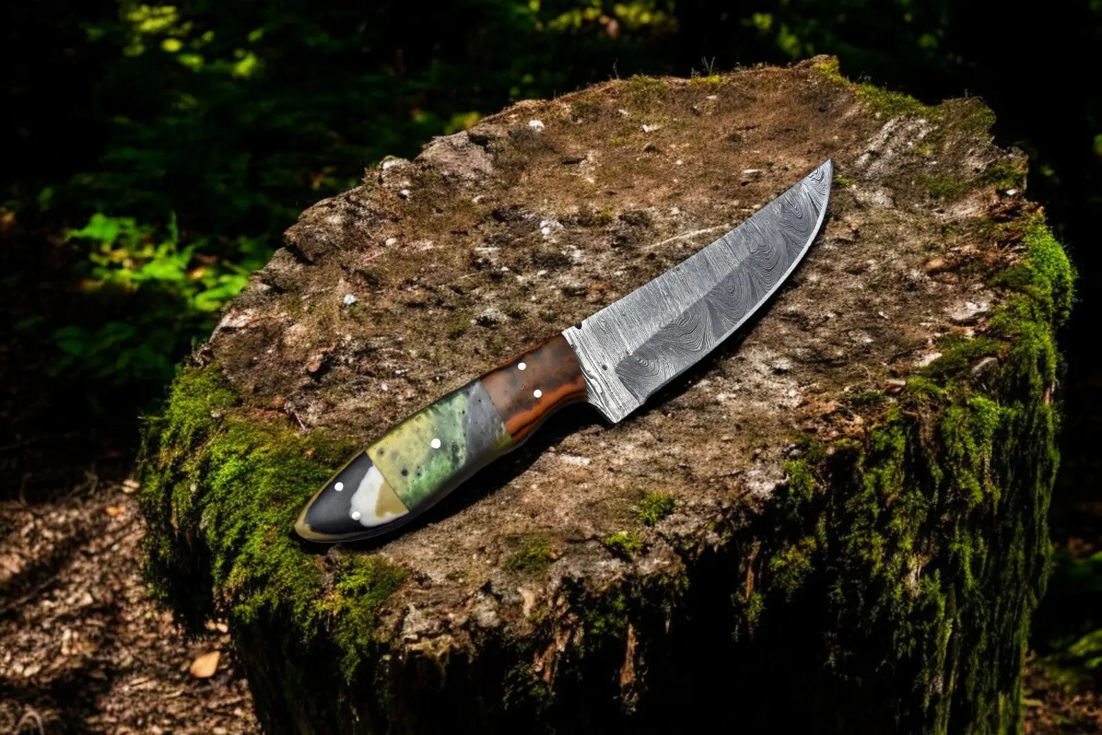 Handmade Damascus Steel Skinning Knife with Leather Sheath Damascus Knife Store