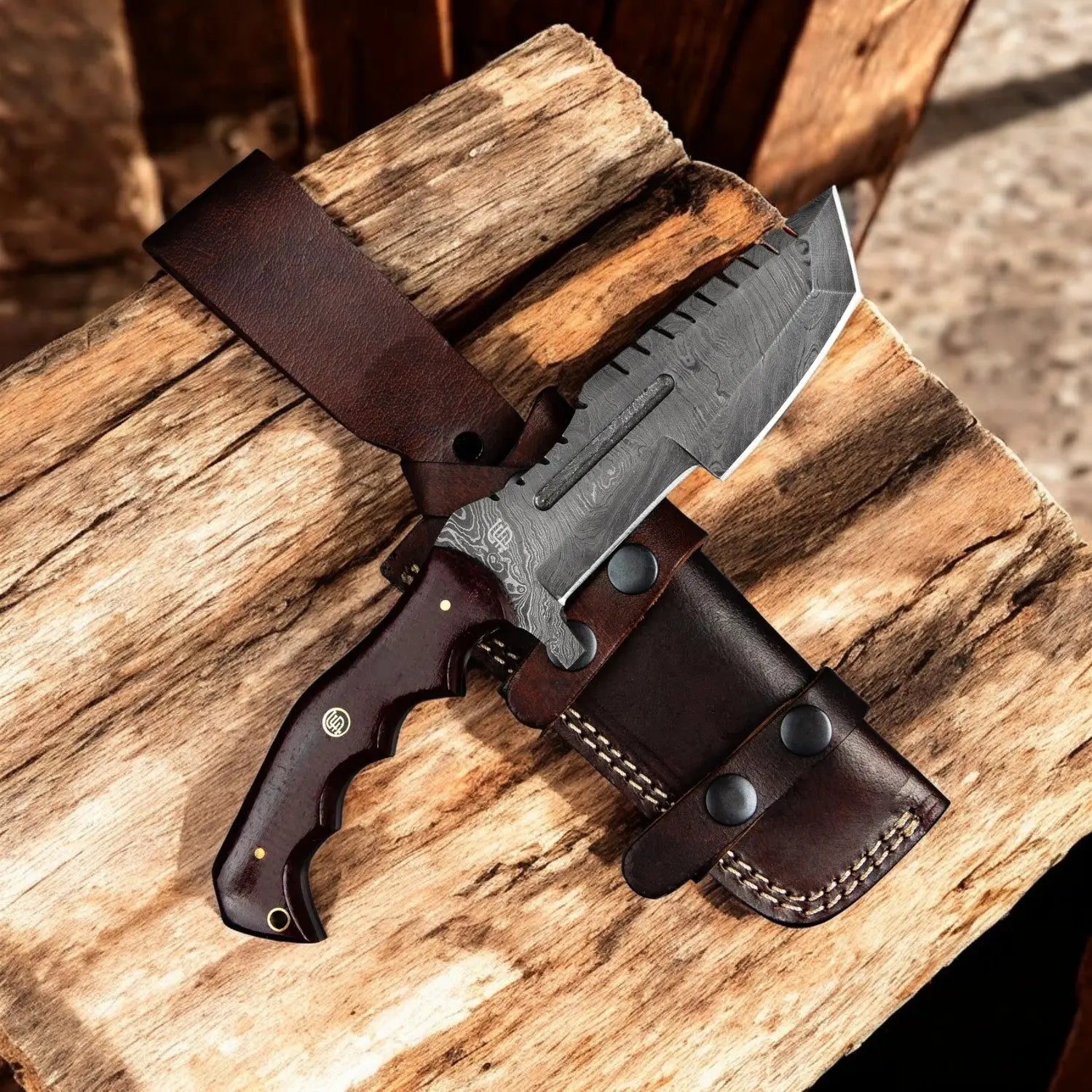Handmade Damascus Steel Tanto Hunting Knife – 10" Damascus Knife Store