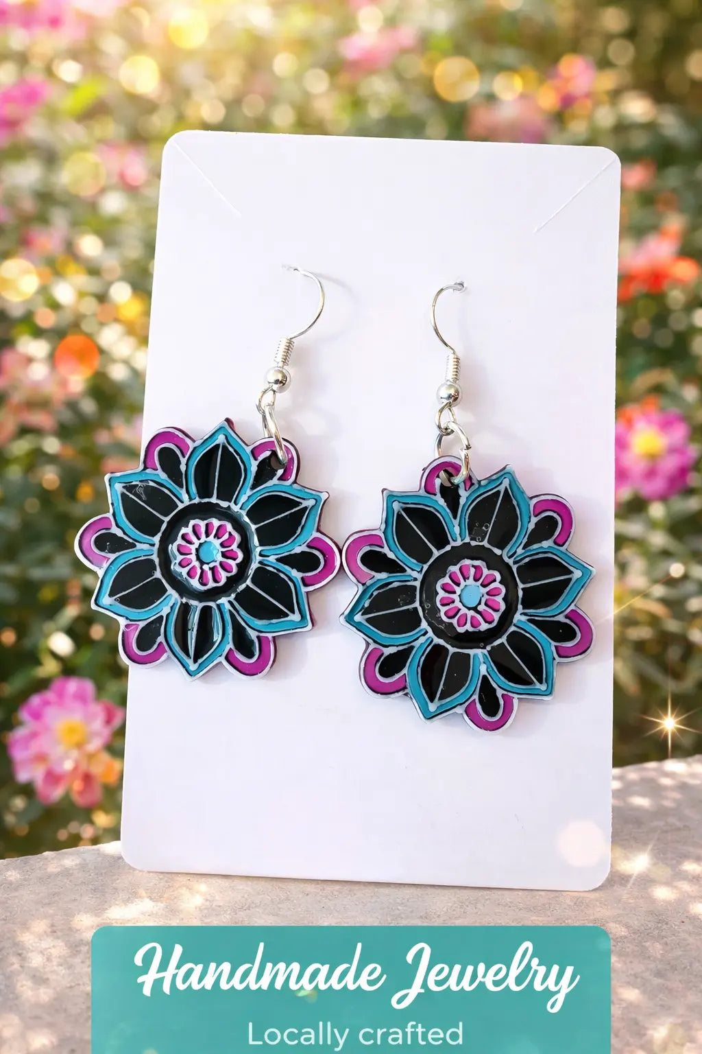 Handmade Floral Mandala Earrings – Lightweight Statement Dangle Earrings The Tween Space