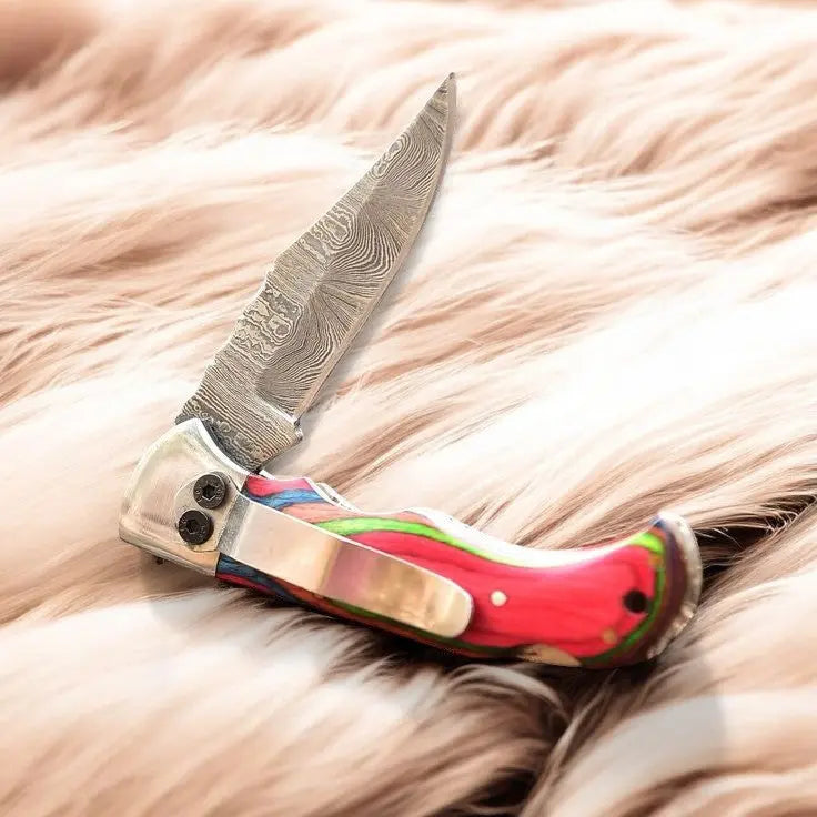 Handmade Folding Knife – 3" Damascus Steel Blade Damascus Knife Store