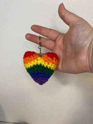 LGBTQ+ Pride Crochet Heart Keychain - Handmade Colorful Pride Accessory