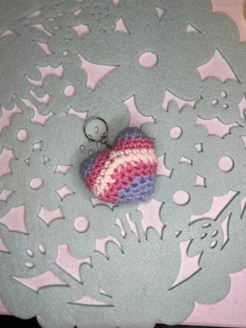 Transgender Pride Flag Crochet Heart Keychain Charm - LGBTQ+ Handmade Accessory
