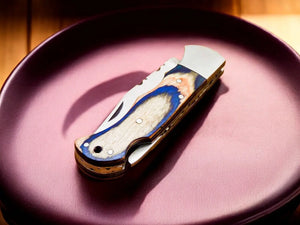Handmade Stainless Steel Pocket Knife with Exotic Wood Damascus Knife Store
