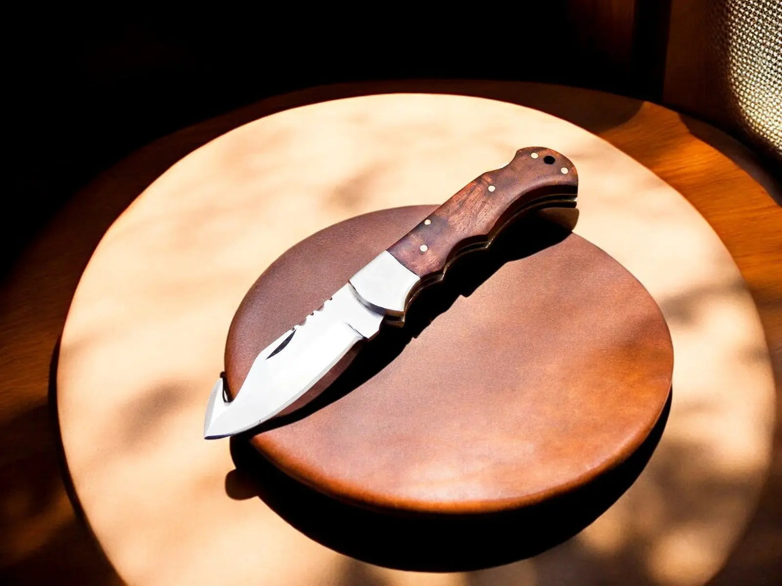 Handmade Stainless Steel Pocket Knife with Rosewood Handle Damascus Knife Store