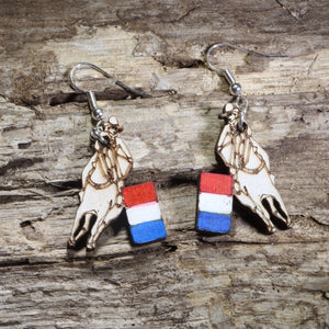 Barrel Racing Wooden Dangle Earrings | Rodeo Western Jewelry