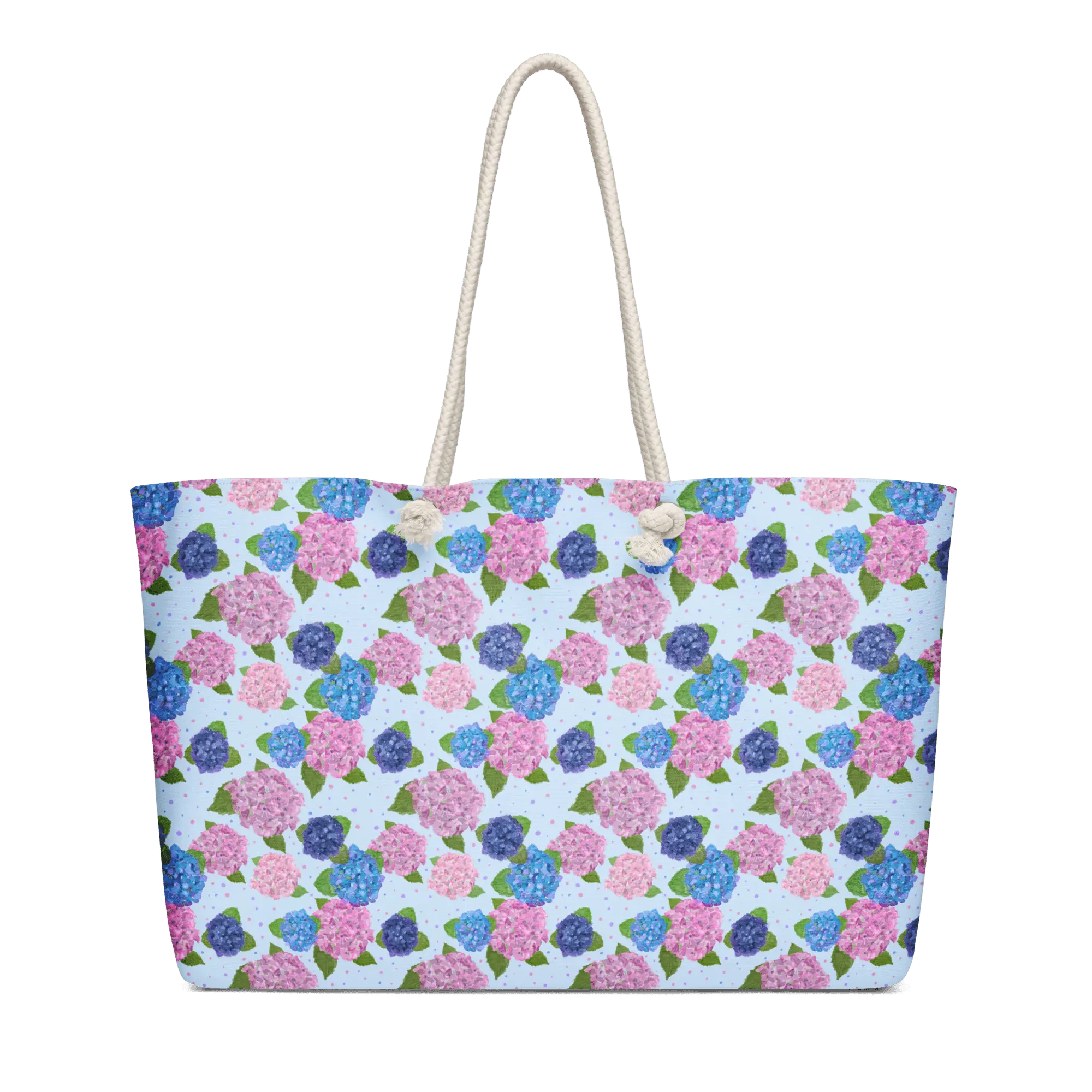 Hydrangea Watercolor Weekender Bag - Leslie Gonce Art - Oversized Travel Tote - Main Street Collective