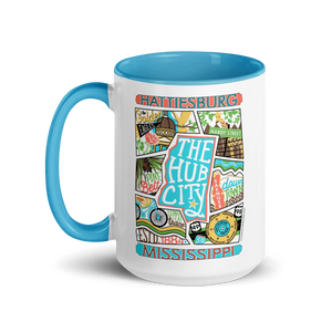 Hattiesburg Mississippi Mug: Collage Art by Leslie Gonce, Hub City Souvenir