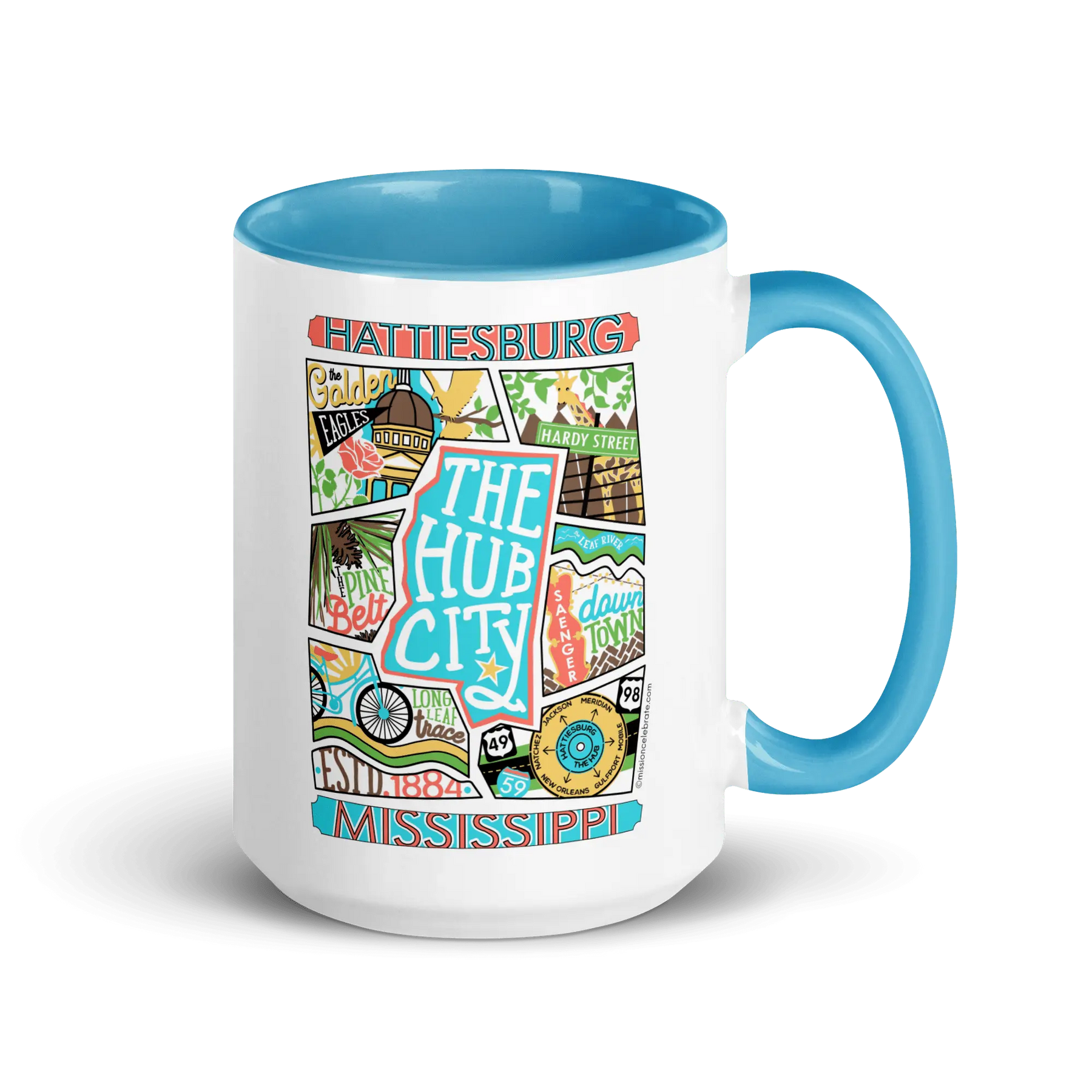 Hattiesburg, MS Collage Mug: Leslie Gonce Art | Mississippi Souvenir