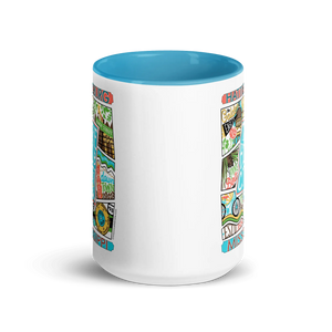 Hattiesburg Mississippi Mug: Leslie Gonce Collage Art, Hub City Souvenir from Main Street Collective. Ceramic, 15 oz, Dishwasher Safe.