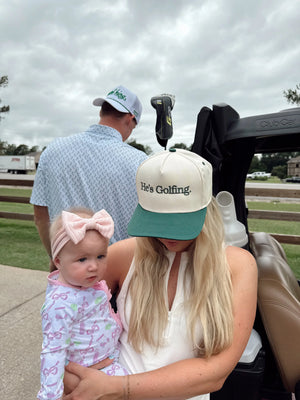 He's Golfing - Green Vintage Trucker Hat KenzKustomz