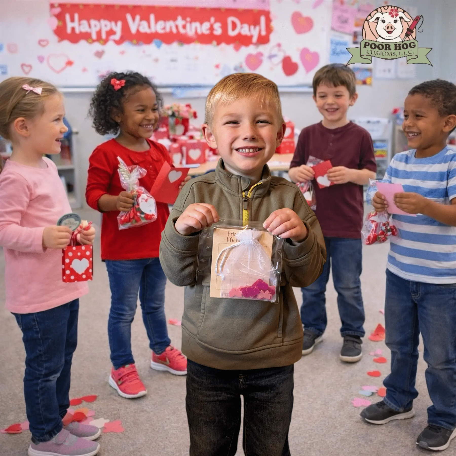 Heart and Bow Tic Tac Toe Valentine Game with Acrylic Pieces Poor Hog Customs
