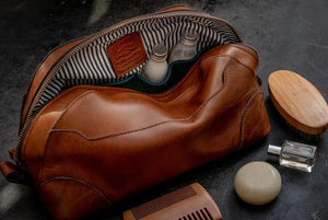 Heritage Leather Stateroom Toiletry Wash Bag Mission Mercantile Leather Goods