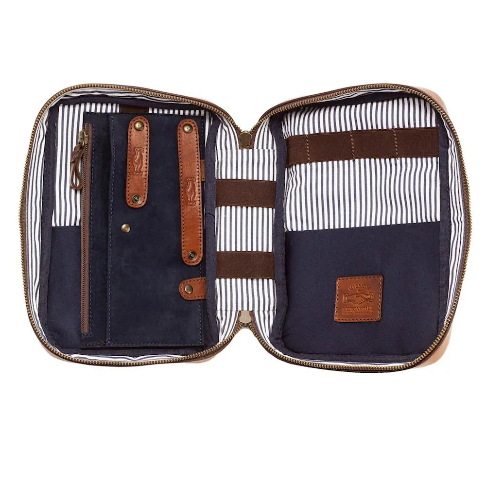 Heritage Leather "Doc" Electronics Organizer / Toiletry Kit Mission Mercantile Leather Goods