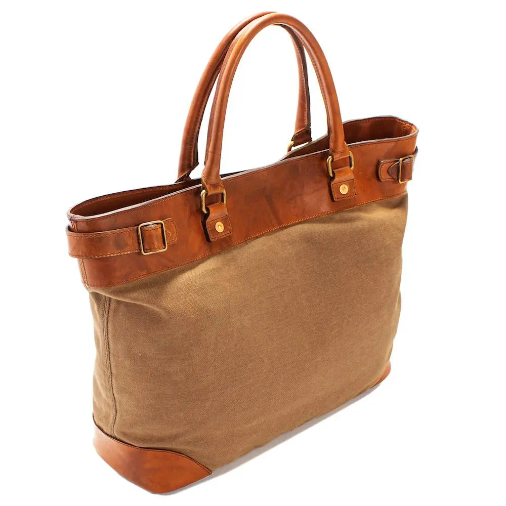 Heritage Waxed Canvas Commuter Tote by Mission Mercantile Leather Goods, handmade leather goods detail photo 4