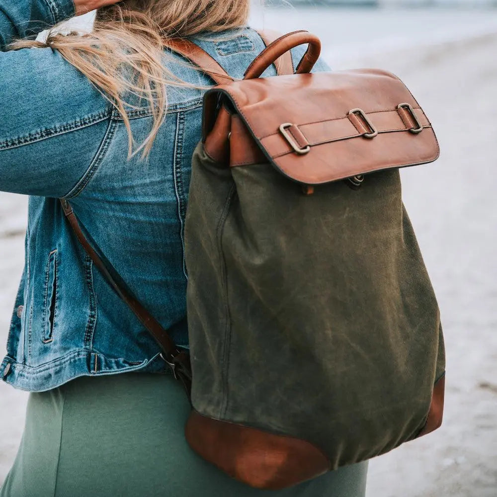 Heritage Waxed Canvas Steamer Backpack No. 2 Mission Mercantile Leather Goods