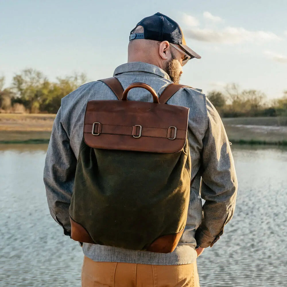 Heritage Waxed Canvas Steamer Backpack No. 2 Mission Mercantile Leather Goods