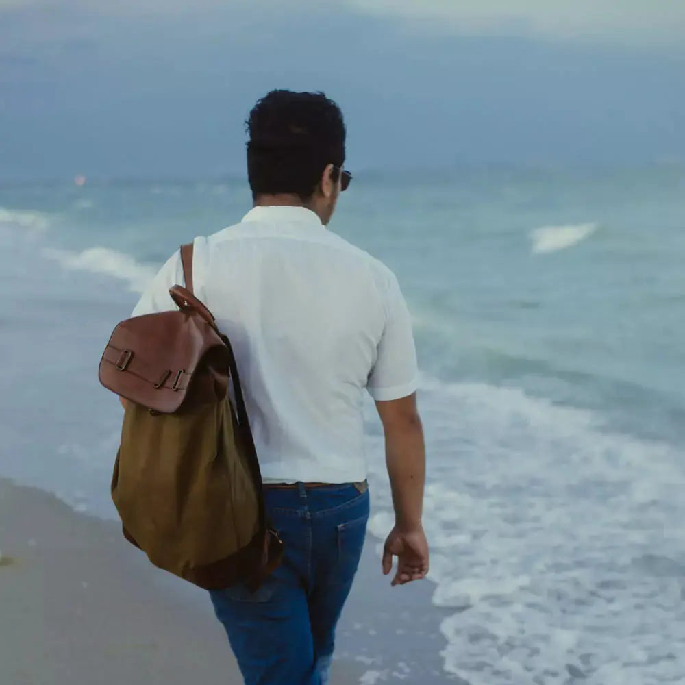 Heritage Waxed Canvas Steamer Backpack No. 2 Mission Mercantile Leather Goods