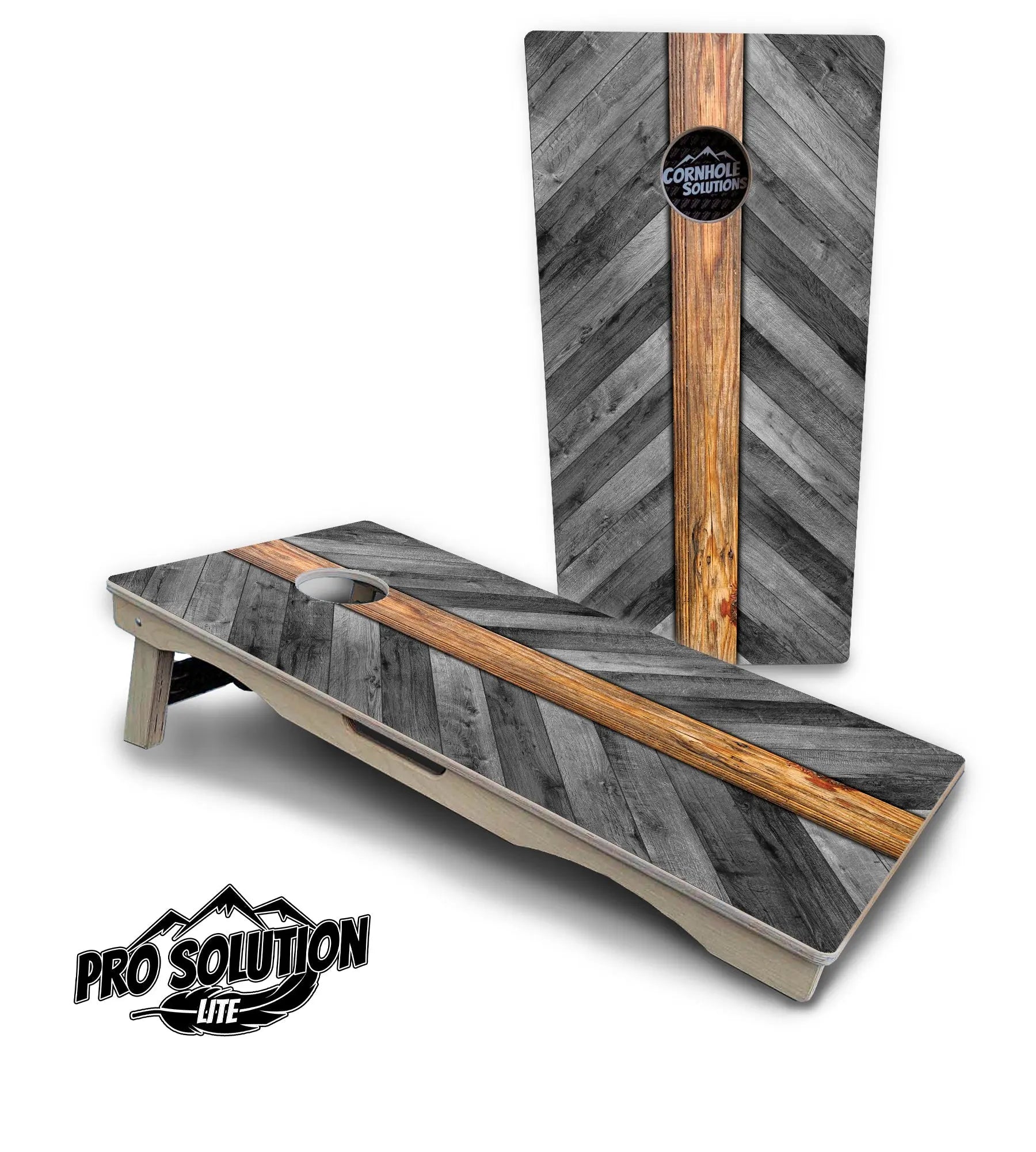Herringbone Plank Cornhole Boards - Pro Solution Lite Series Cornhole Solutions