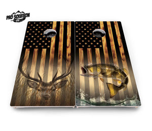 Hidden Deer & Fish Flag Cornhole Boards - Pro Solution Lite Series Cornhole Solutions
