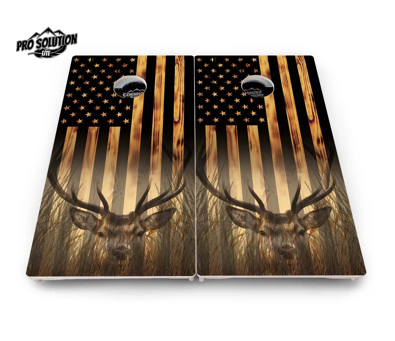 Hidden Deer & Fish Flag Cornhole Boards - Pro Solution Lite Series Cornhole Solutions