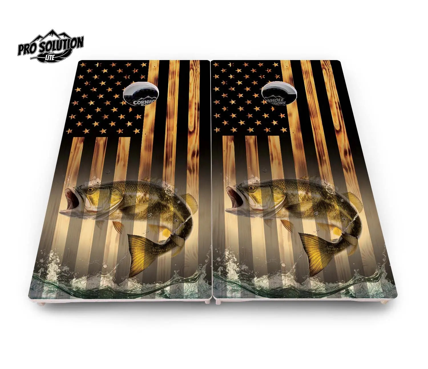 Hidden Deer & Fish Flag Cornhole Boards - Pro Solution Lite Series Cornhole Solutions