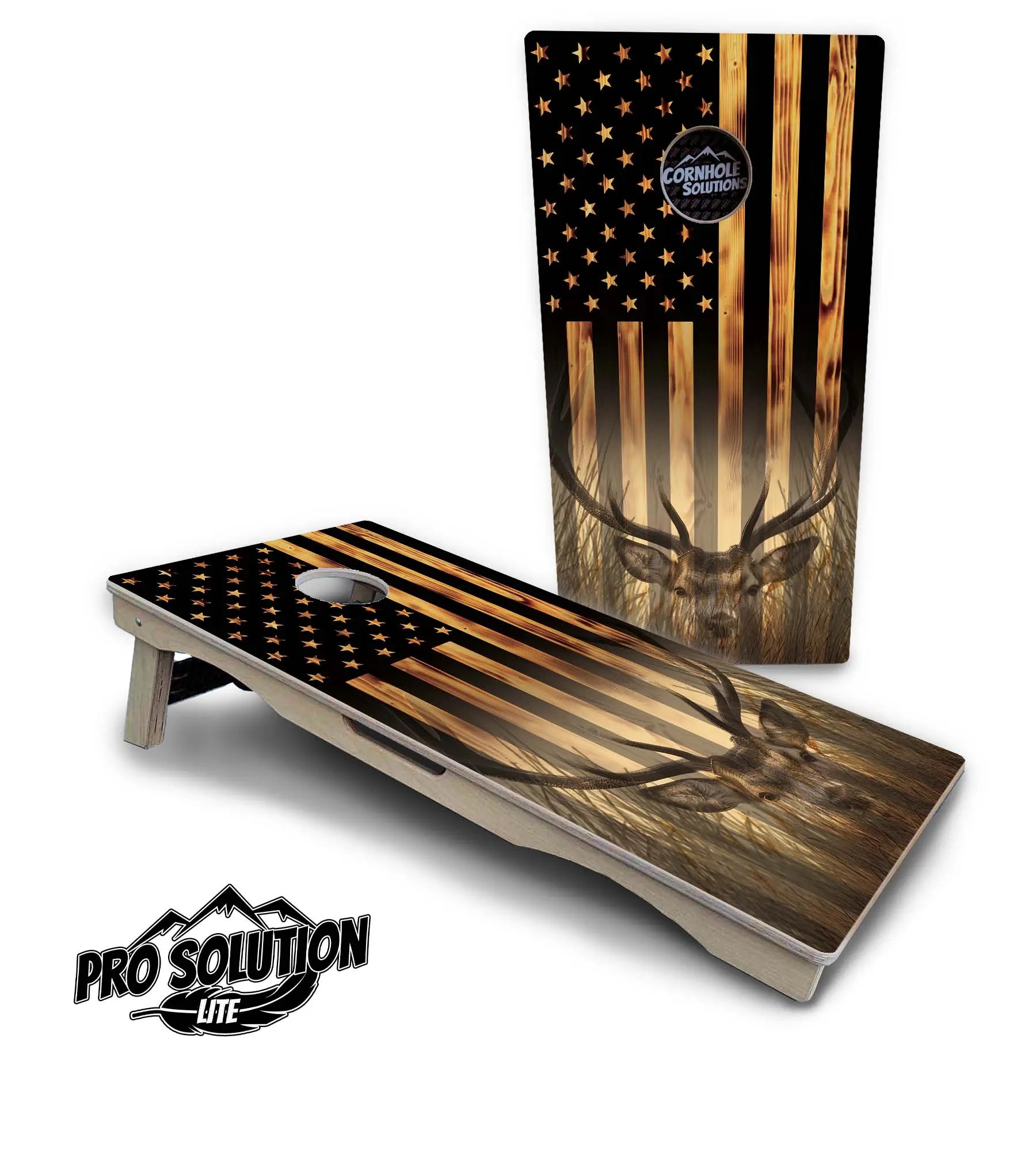 Hidden Deer & Fish Flag Cornhole Boards - Pro Solution Lite Series Cornhole Solutions