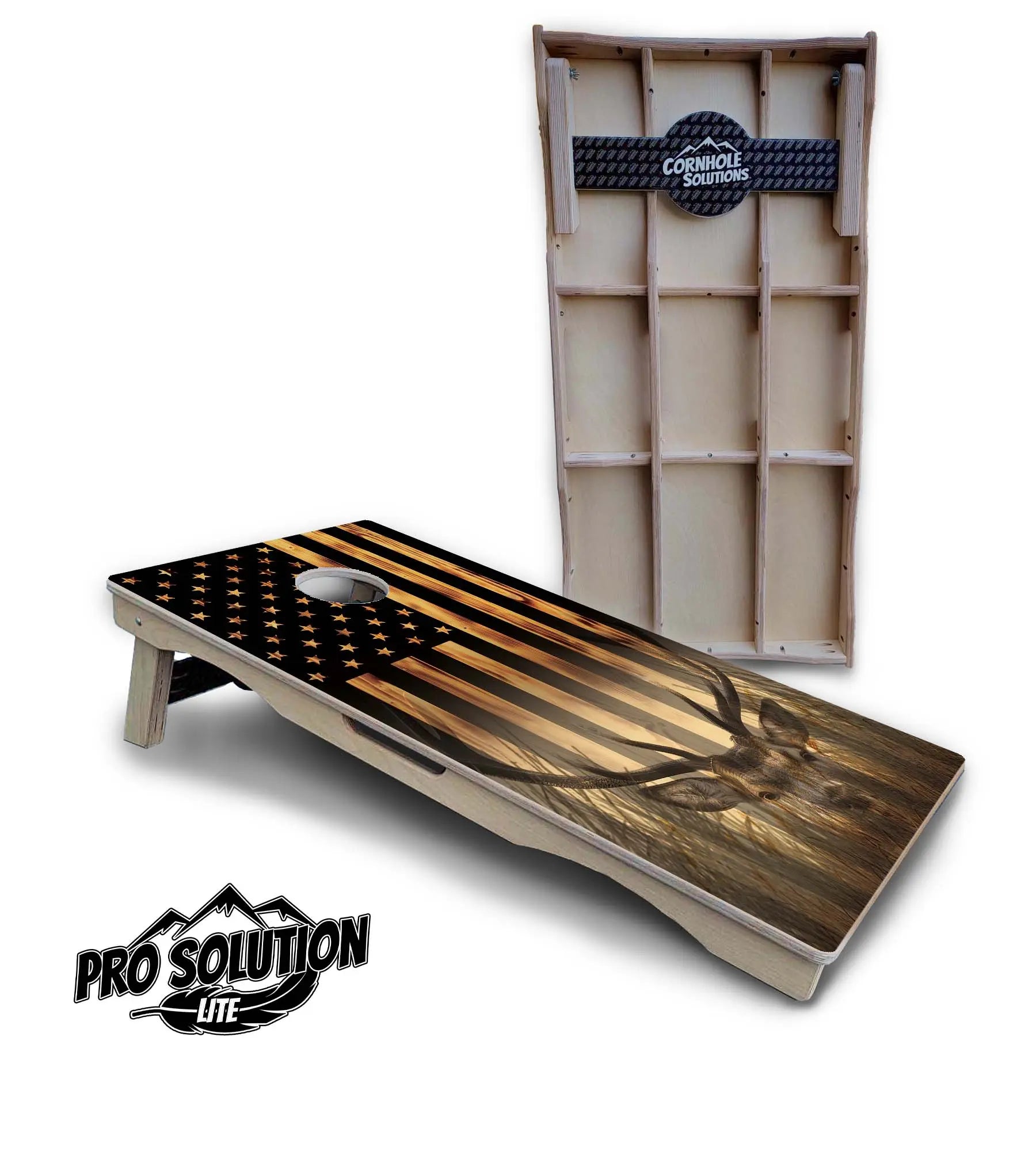 Hidden Deer & Fish Flag Cornhole Boards - Pro Solution Lite Series Cornhole Solutions