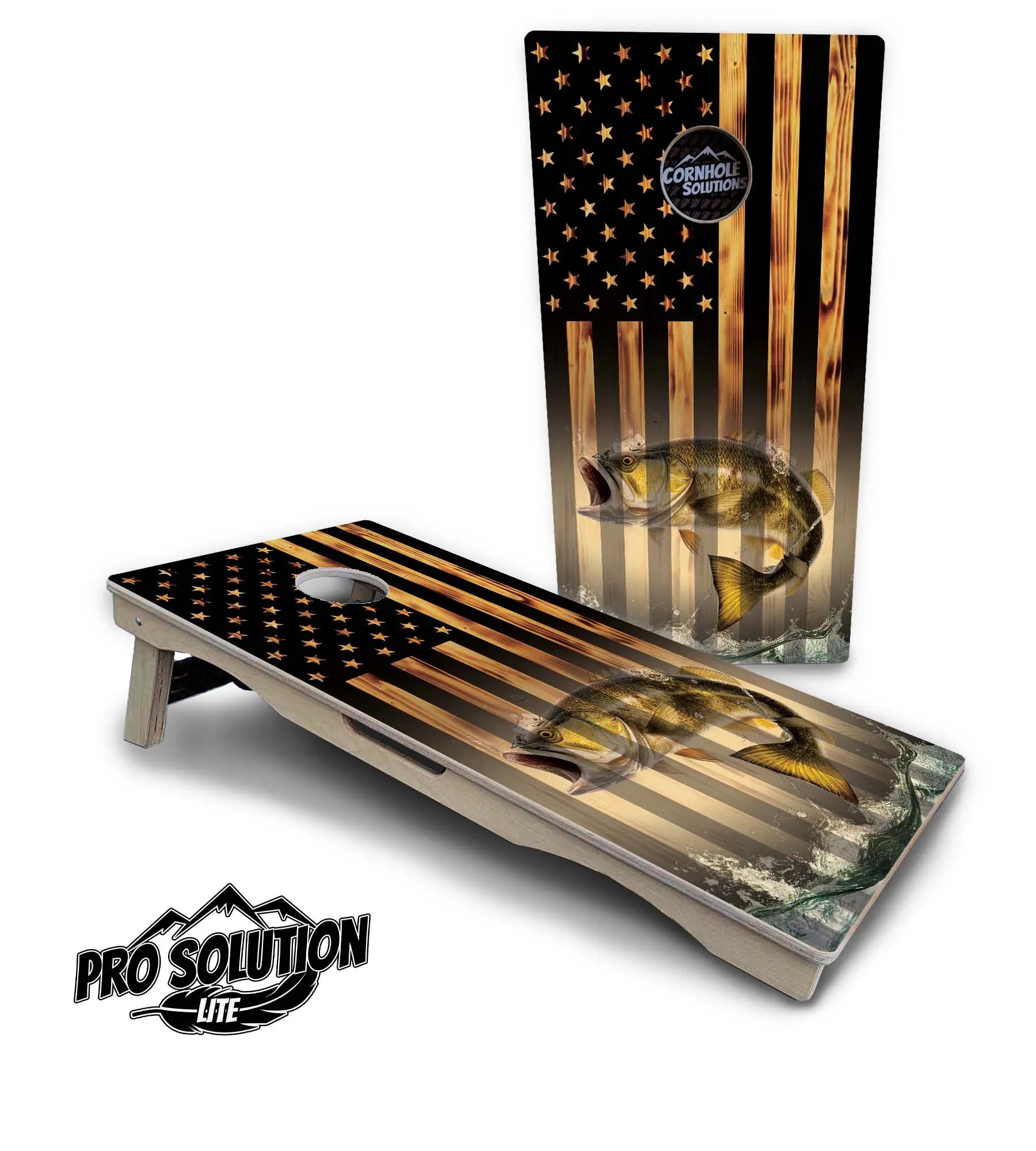 Hidden Deer & Fish Flag Cornhole Boards - Pro Solution Lite Series Cornhole Solutions