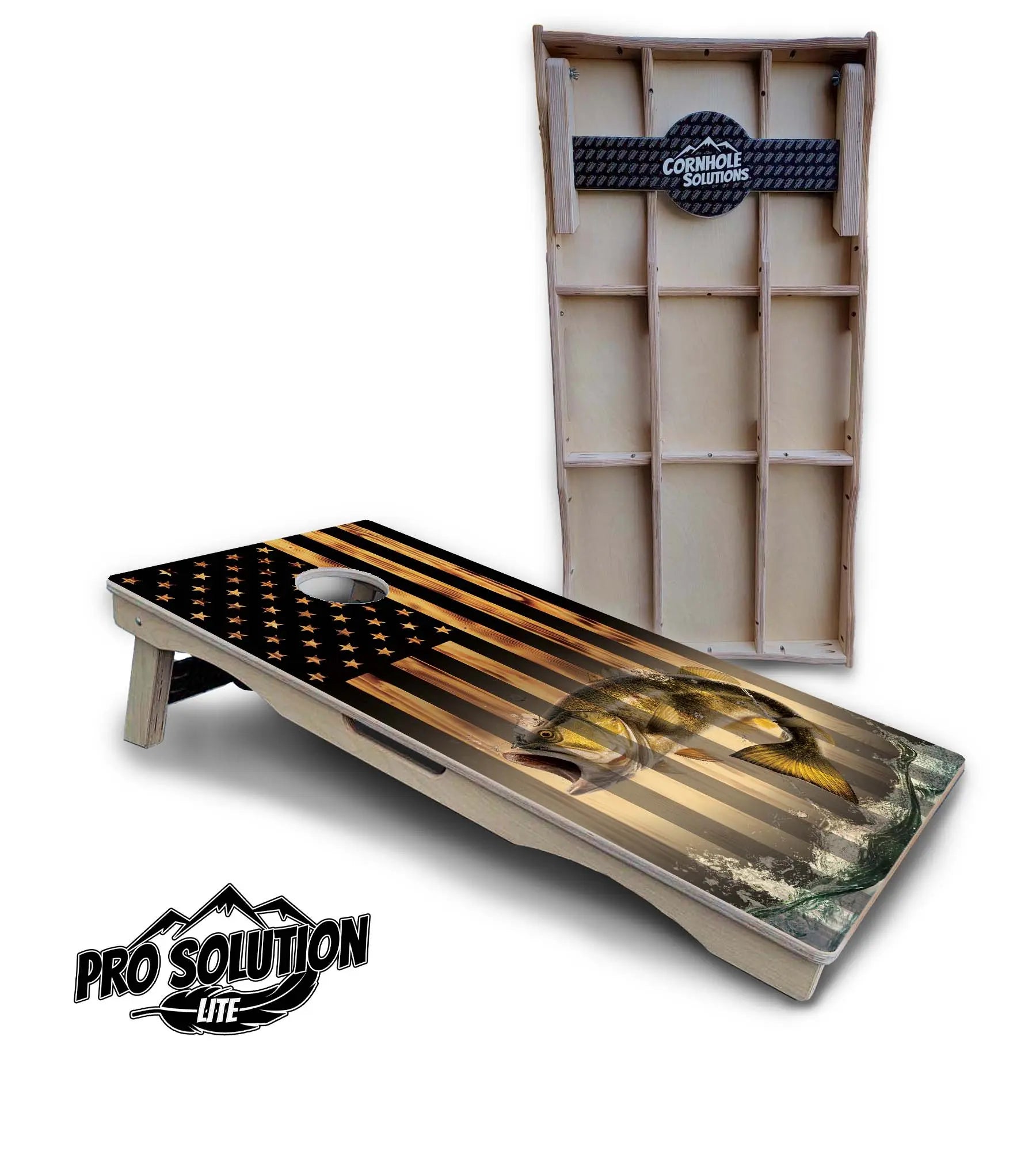 Hidden Deer & Fish Flag Cornhole Boards - Pro Solution Lite Series Cornhole Solutions