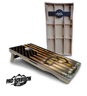 Hidden Deer & Fish Flag Cornhole Boards - Pro Solution Lite Series Cornhole Solutions