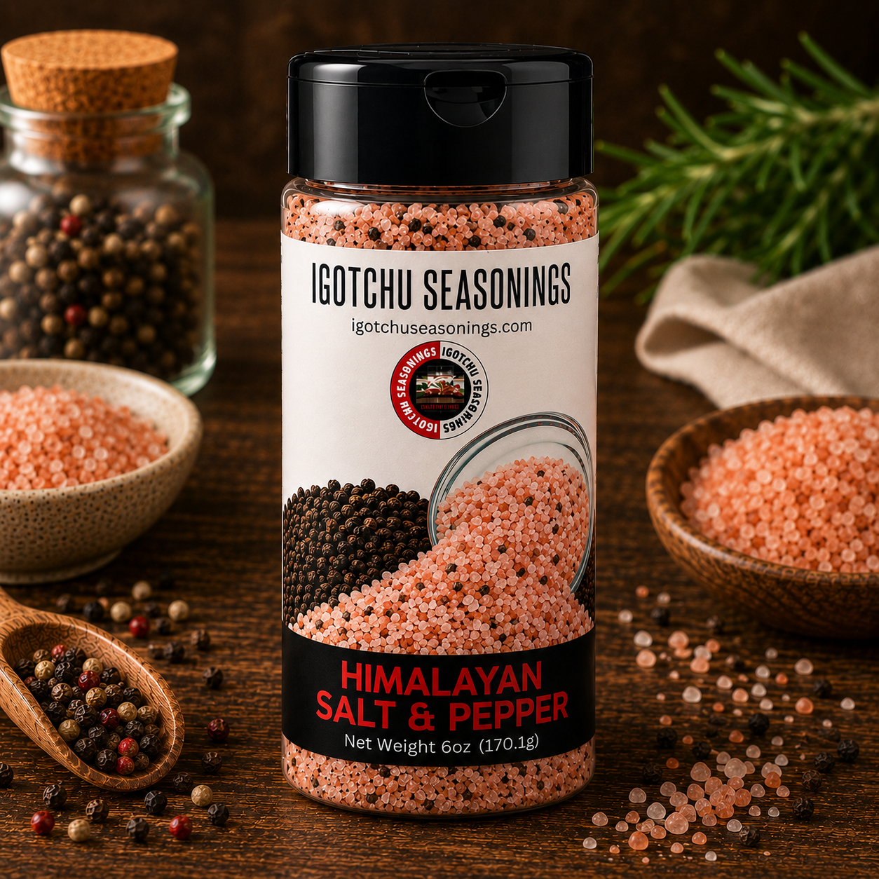 Igotchu Himalayan Salt & Pepper seasoning by Igotchu Seasonings, Southern food gift main product photo