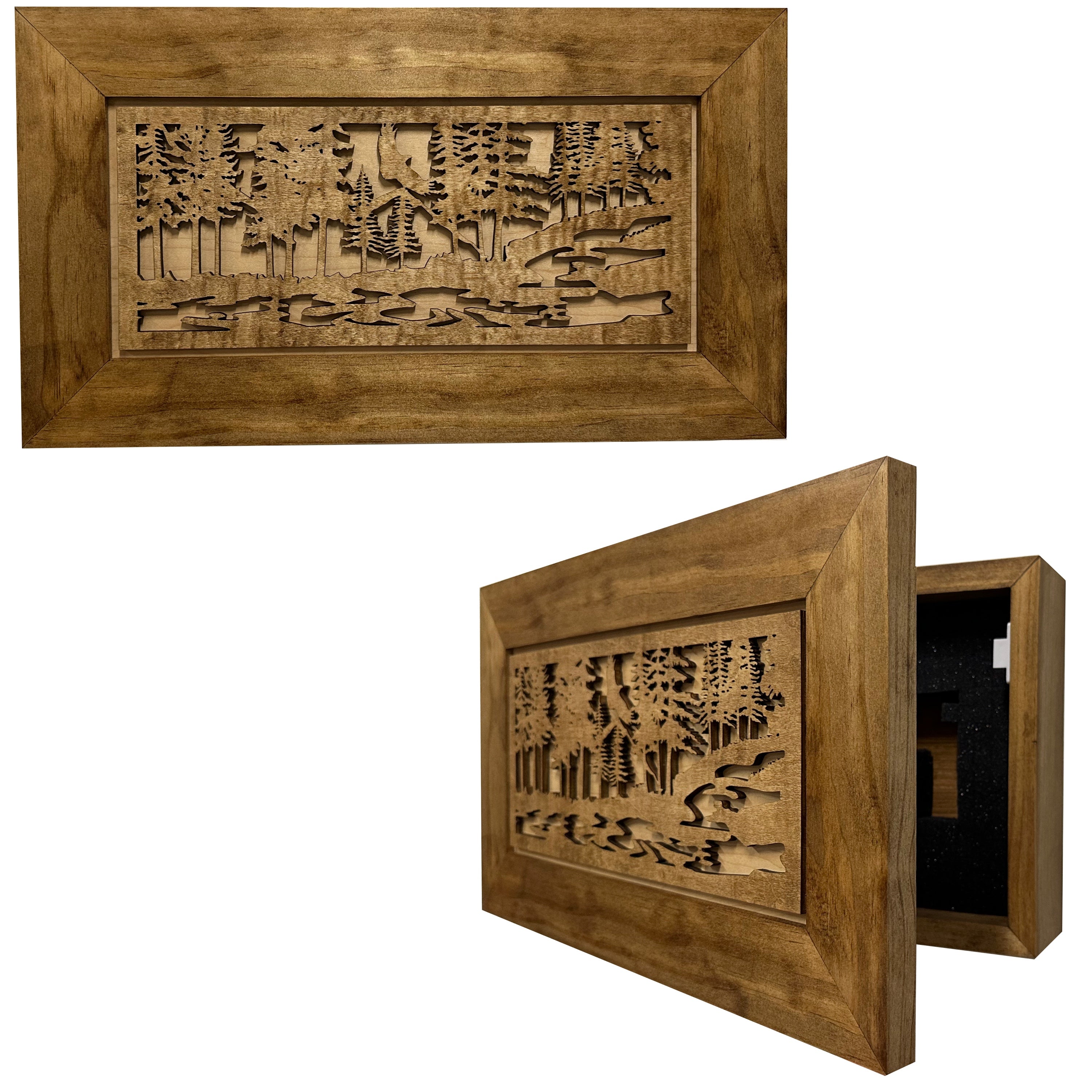 Home Self Defense Secure Storage Cabinet Outdoor Nature Scene with Stream and Eagle by Bellewood Designs, security safes main product photo