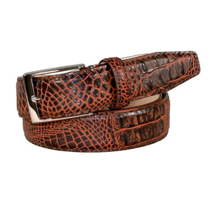 Honey Oak Mock Croc Leather Belt by Roger Ximenez handmade in Miami