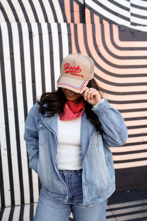 Hoop there it is - Tan Vintage Trucker Hat KenzKustomz