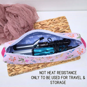 Hot Tool Storage Bag, Floral Boxy Zipper Pouch, Hair Tool Travel Case, Curling Iron Storage, Blow Dryer Organizer Maypop House Designs