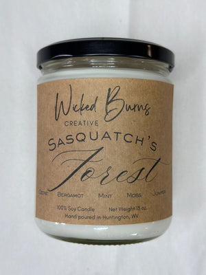 Sasquatch’s Forest Candle – Ozone, Moss & Earthy Woods | Soy Candle | 8 oz & 13 oz