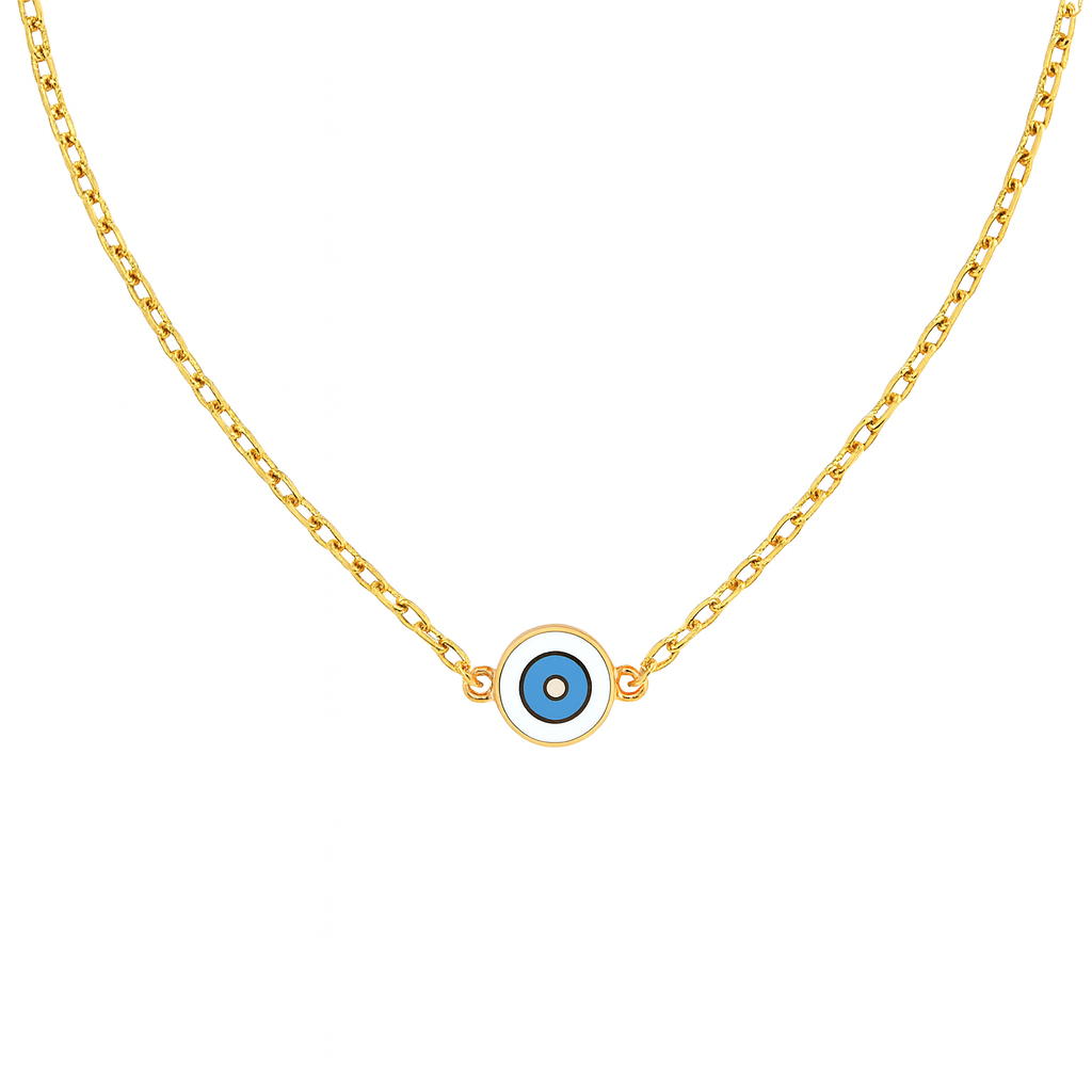 Delilah Evil Eye Necklace | White | Gold Vermeil