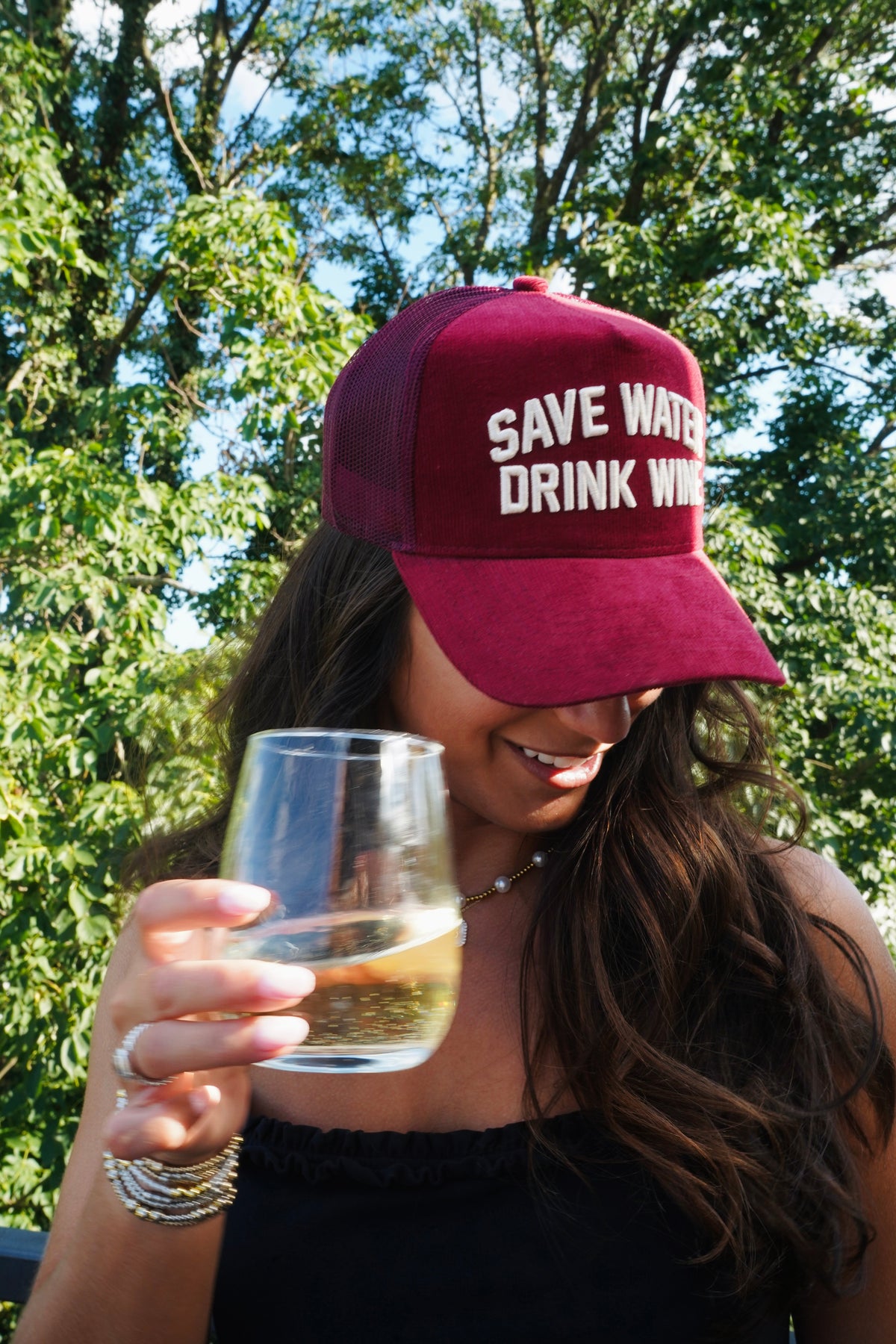Save Water Drink Wine - Maroon Corduroy Trucker Hat
