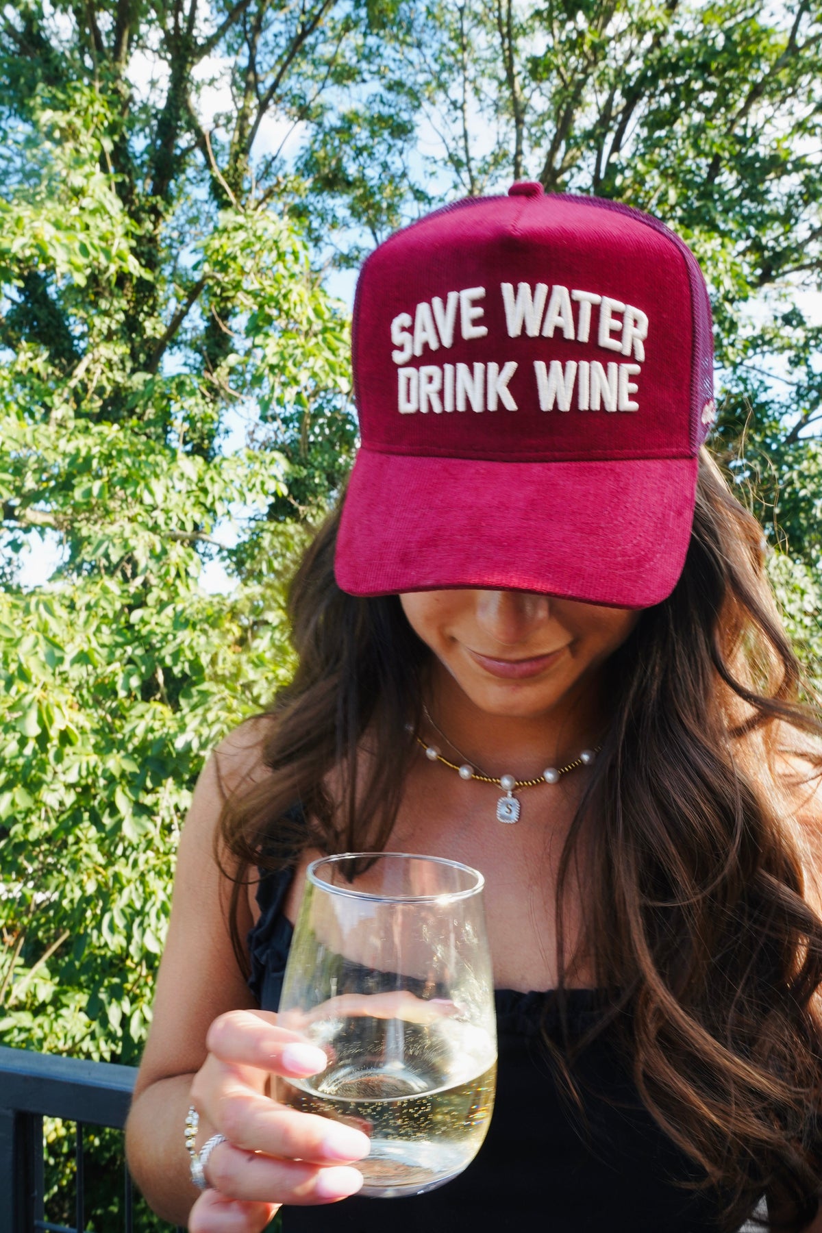 Save Water Drink Wine - Maroon Corduroy Trucker Hat