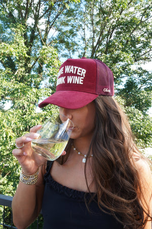 Save Water Drink Wine - Maroon Corduroy Trucker Hat