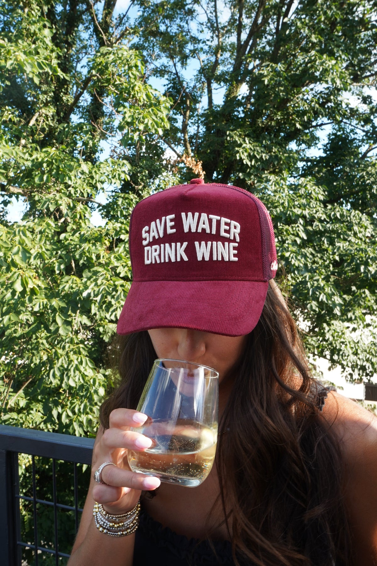 Save Water Drink Wine - Maroon Corduroy Trucker Hat