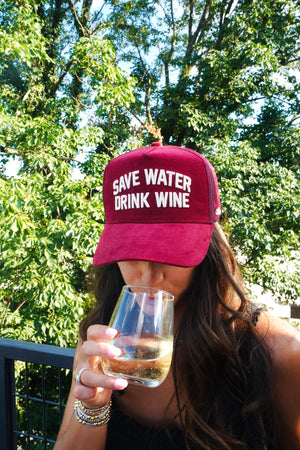 Save Water Drink Wine - Maroon Corduroy Trucker Hat