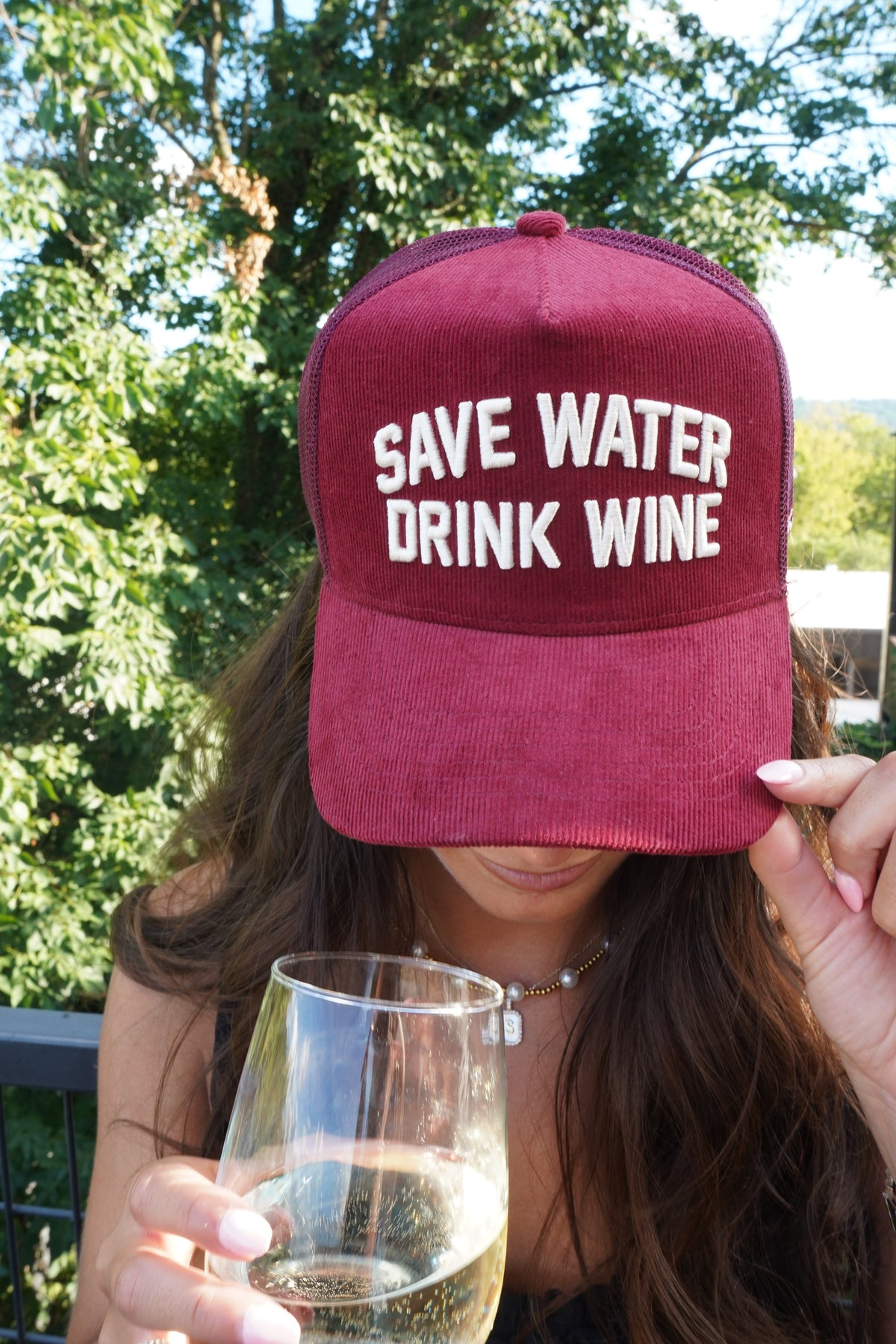 Save Water Drink Wine - Maroon Corduroy Trucker Hat
