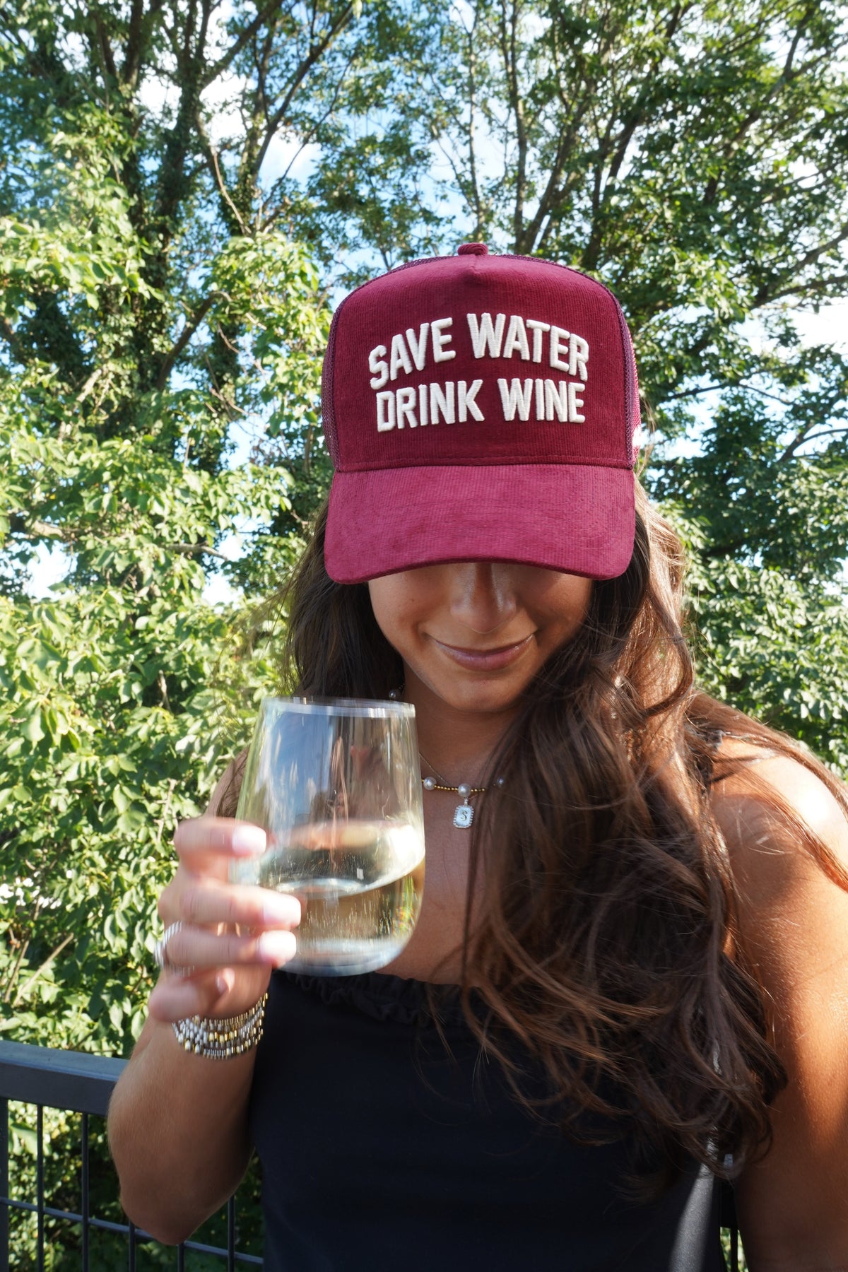 Save Water Drink Wine - Maroon Corduroy Trucker Hat