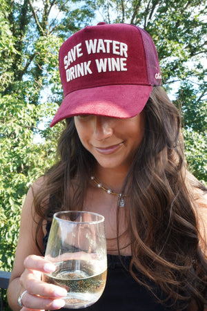 Save Water Drink Wine - Maroon Corduroy Trucker Hat