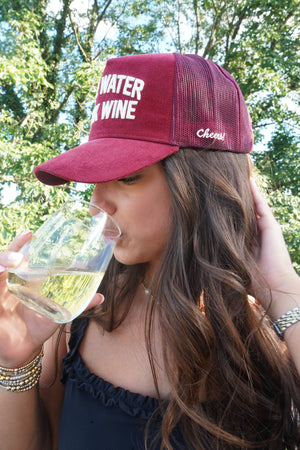 Save Water Drink Wine - Maroon Corduroy Trucker Hat