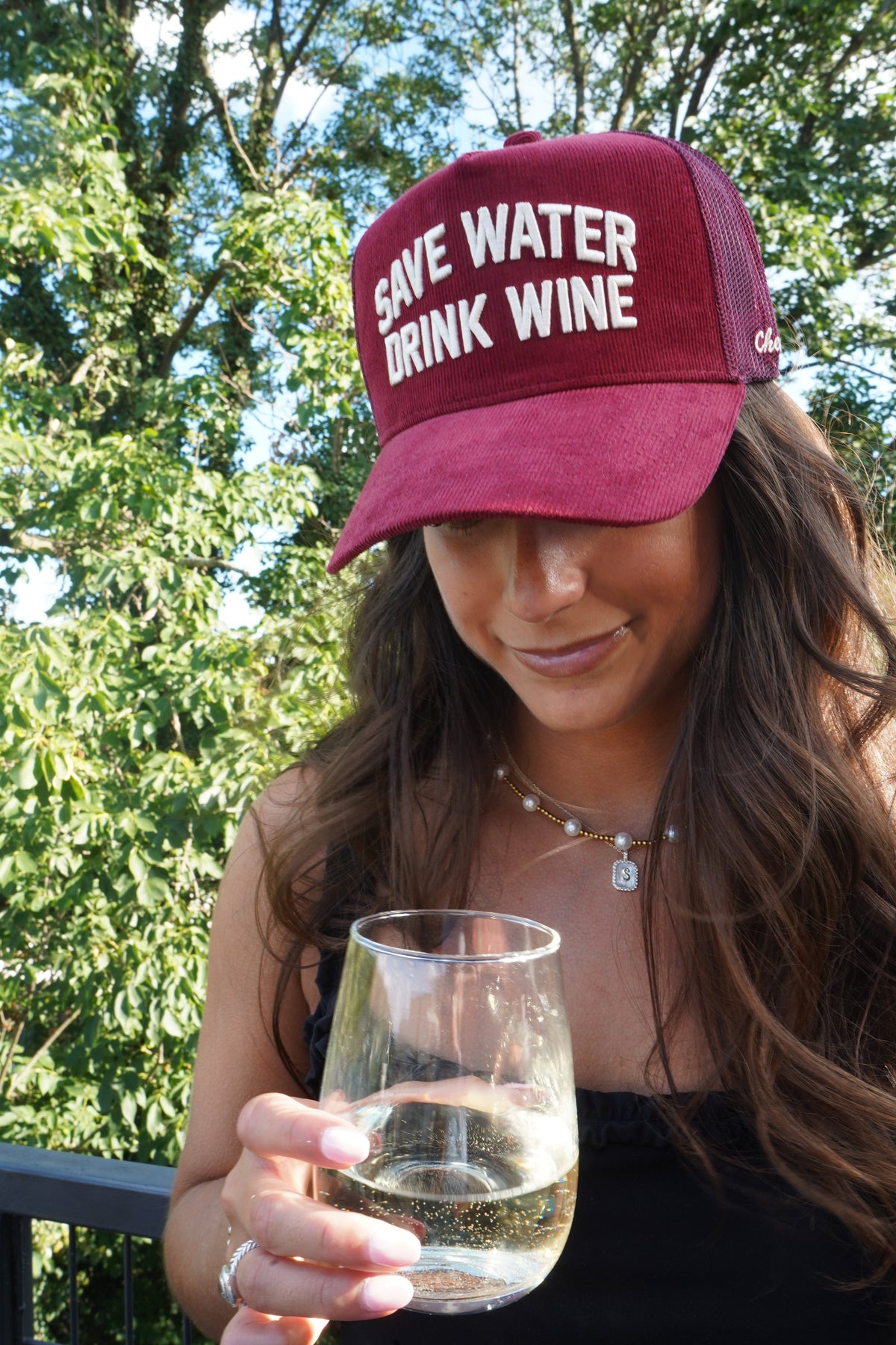 Save Water Drink Wine - Maroon Corduroy Trucker Hat