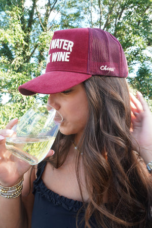 Save Water Drink Wine - Maroon Corduroy Trucker Hat
