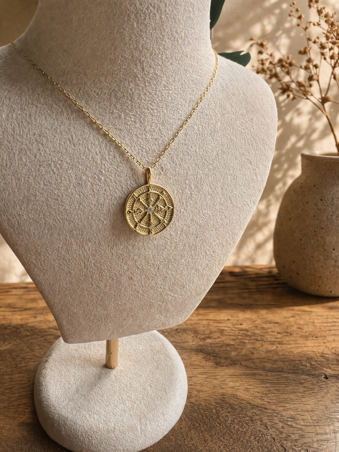 Compass Coin Necklace | Sterling Silver
